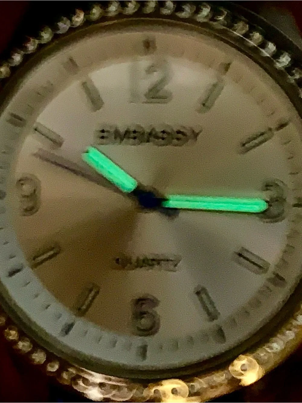 EMBASSY By GRUEN Women’s Fashion Quartz Wristwatch Crystal Bezel Works New Batt